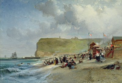 Crinolines on the Beach, Fecamp by Jules Achille Noel